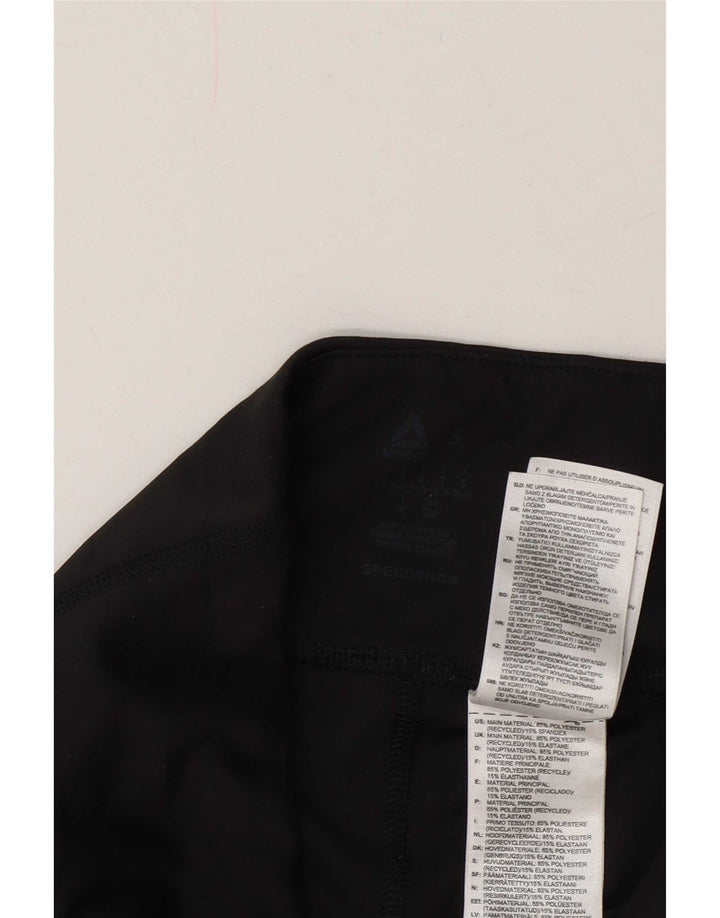 Reebok Leggings Femme UK 8/10 Petit Noir Polyester