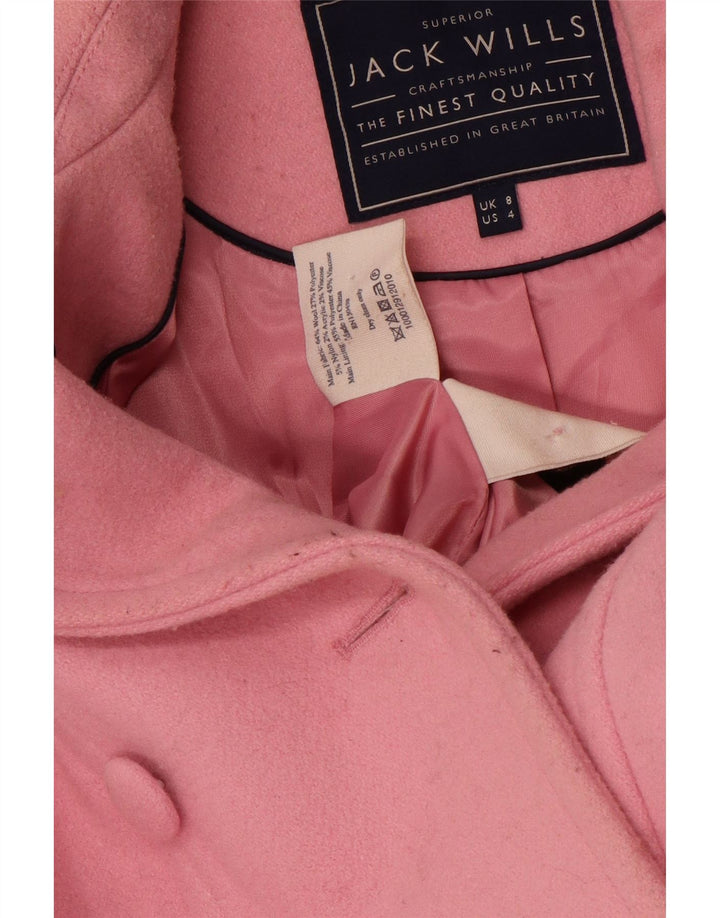 JACK WILLS Manteau croisé pour femme UK 8 Petite laine rose
