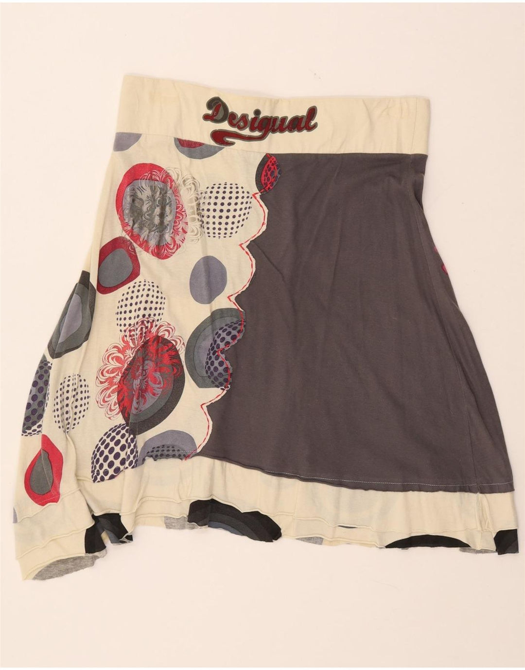 DESIGUAL Femme Jupe Asymétrique Graphique XL W32 Floral Multicolore