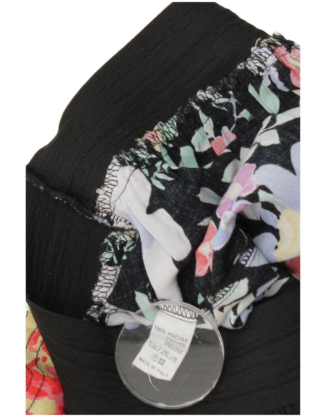 vintage Femme Midi Jupe W28 Moyen Noir Floral Viscose