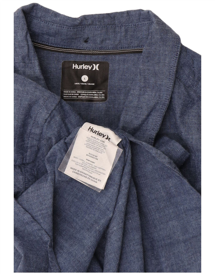 Hurley Chemise à manches courtes pour hommes en coton bleu moyen