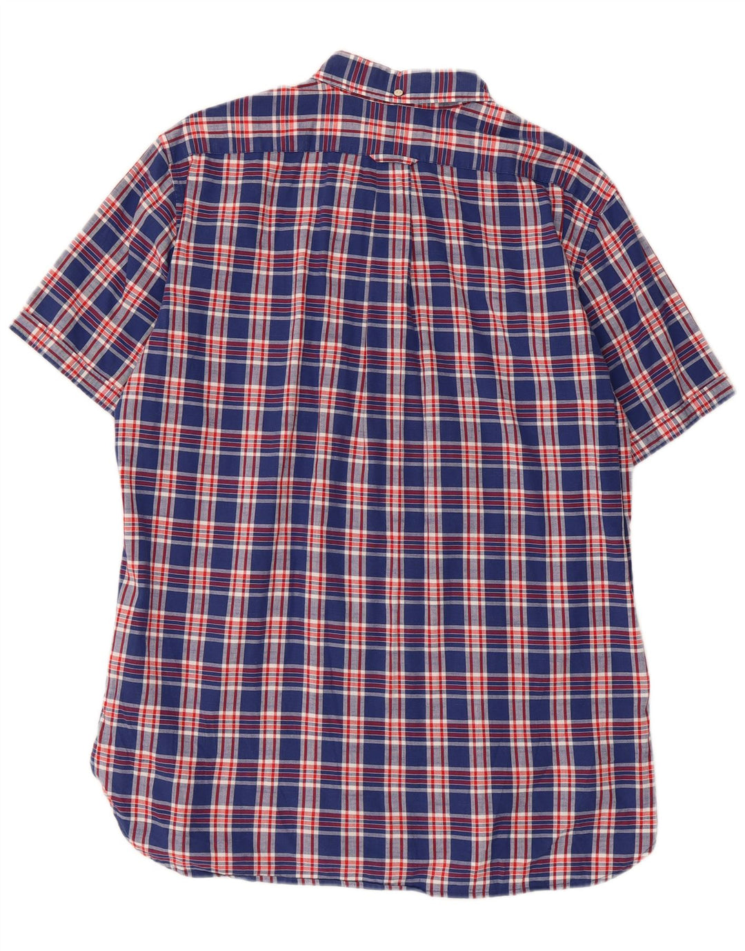Gant Chemise à manches courtes pour hommes, coupe régulière, grand carreaux en coton bleu marine