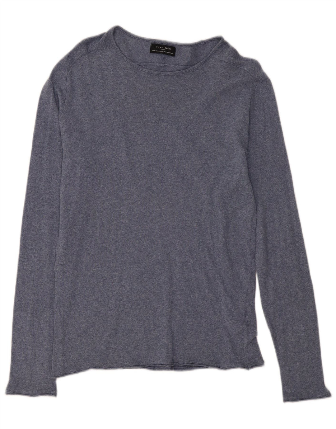 ZARA Homme Top Manches Longues Bleu Moyen Coton
