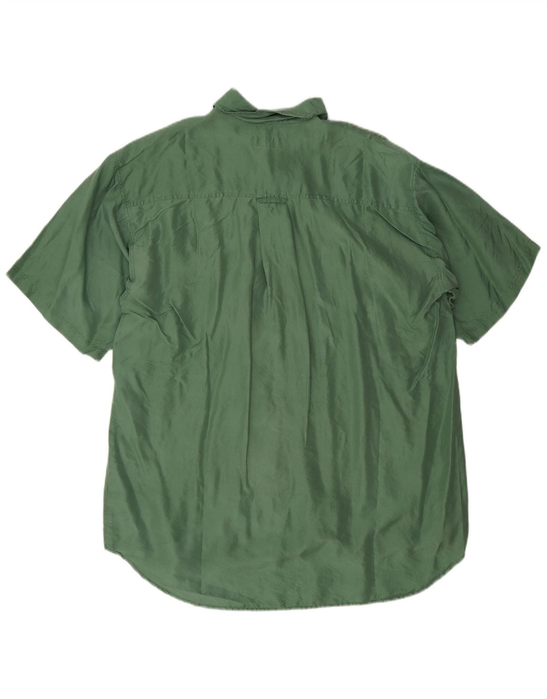 vintage Chemise à manches courtes pour hommes Soie vert moyen