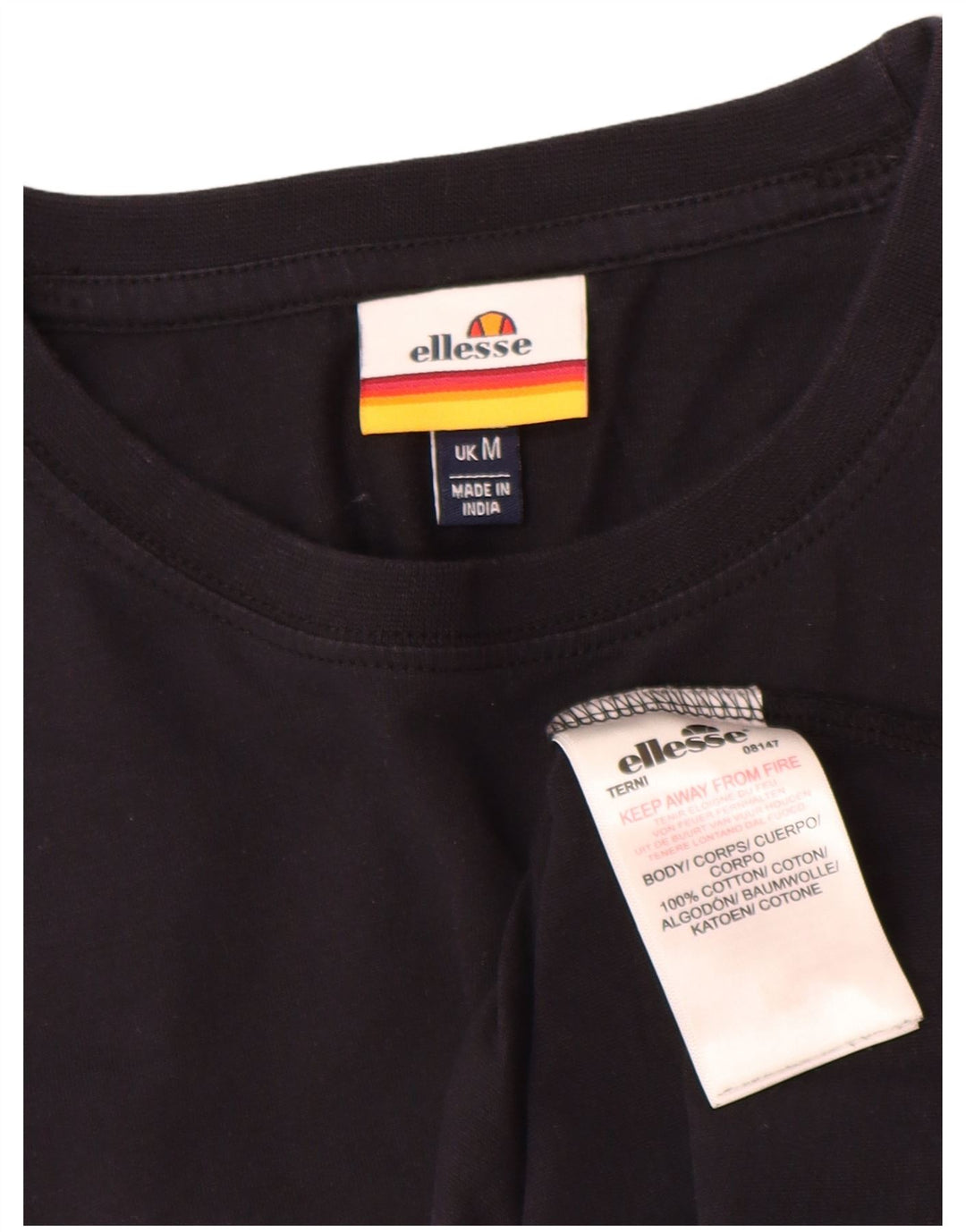 Ellesse T-Shirt Graphique Haut Noir Moyen Coton Homme