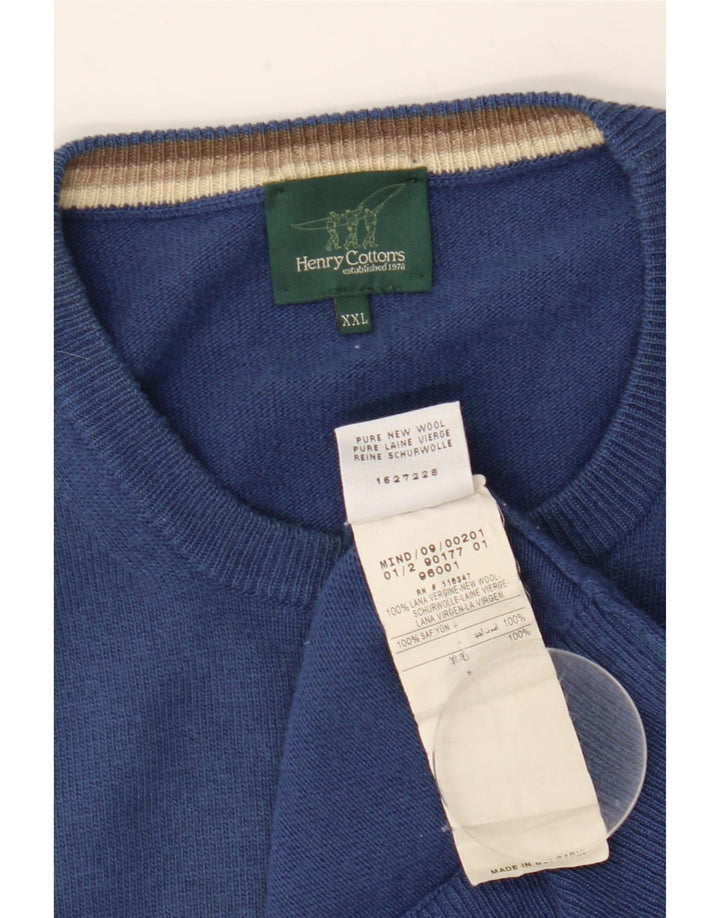 Pull pour hommes Henry Cottons Col Ras du Cou 2XL Bleu Laine