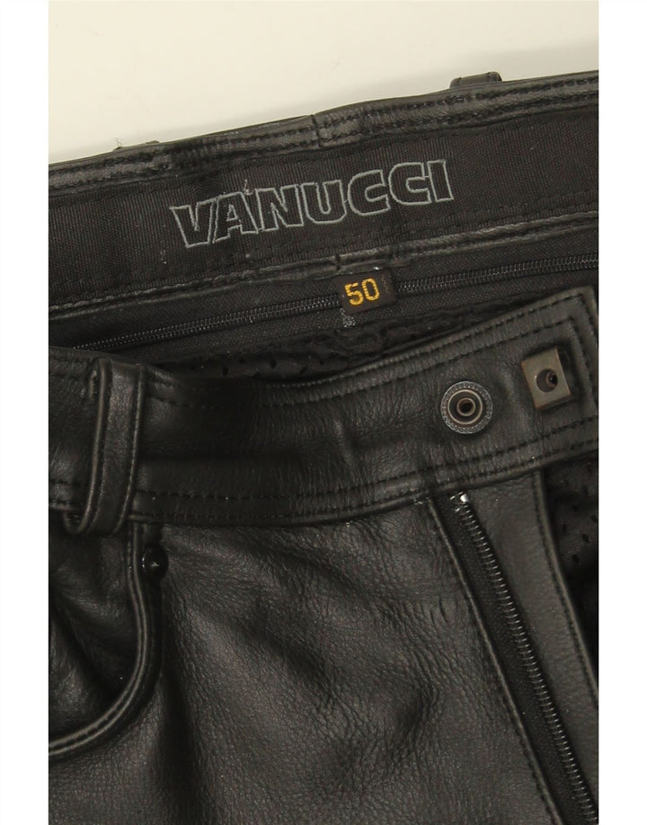 Vanucci Pantalon décontracté droit pour homme IT 50 Large W34 L31 Cuir noir