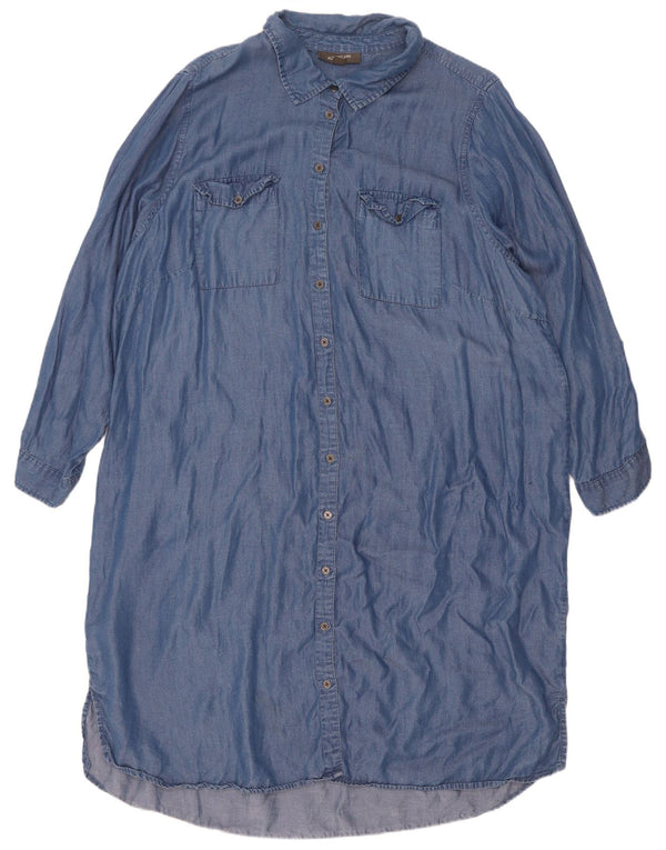 Marks & Spencer Robe chemise à manches longues autographe pour femme UK 20 2XL Bleu