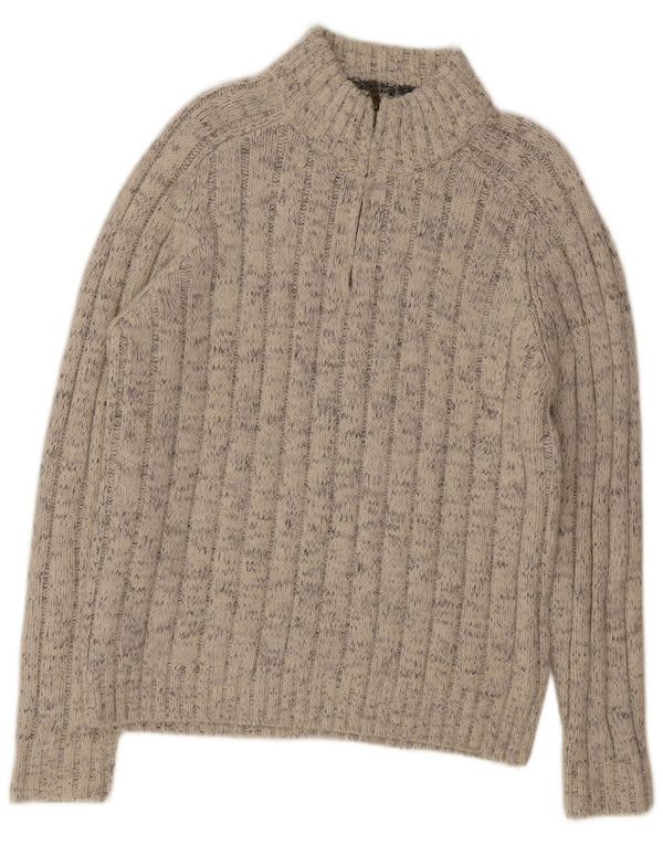 Marks & Spencer Pull à col zippé pour homme Large en acrylique rayé beige