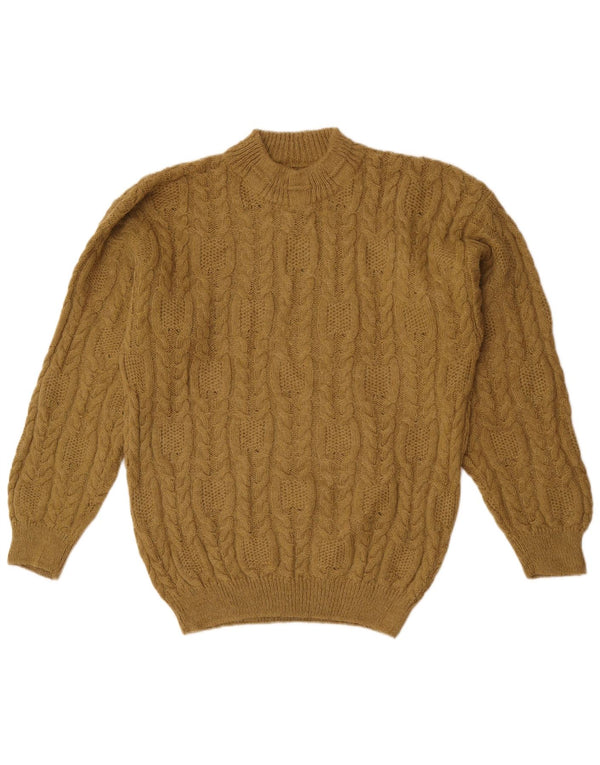 vintage Mens Turtle Neck Jumper Pull Petite laine d’alpaga kaki