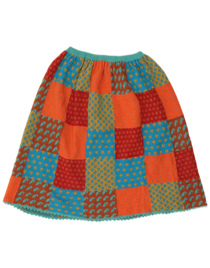 vintage Womens Knit A-Line Jupe W26 Petit Patchwork multicolore