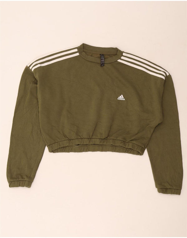 Adidas Sweat-shirt court surdimensionné pour femme UK 16/18 Grand coton kaki