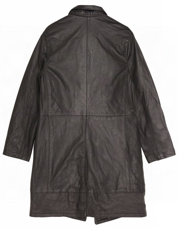 manteau en cuir femme vintage UK 8 Petit Noir