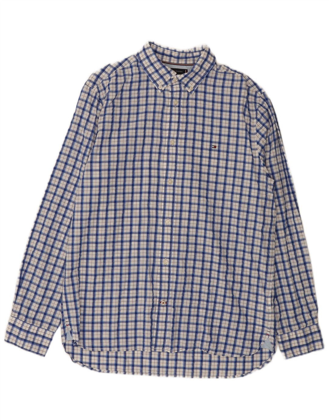 Tommy Hilfiger Chemise coupe classique pour homme en coton à carreaux bleus
