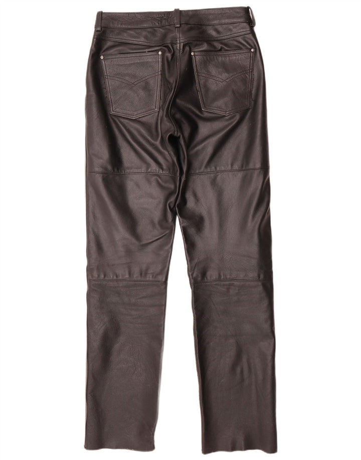 POLO Pantalon droit en cuir pour femme IT 44 Medium W30 L33 Cuir noir