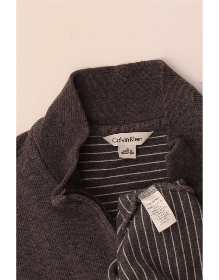 Calvin Klein Sweat-shirt à col zippé pour homme Petit gris Coton
