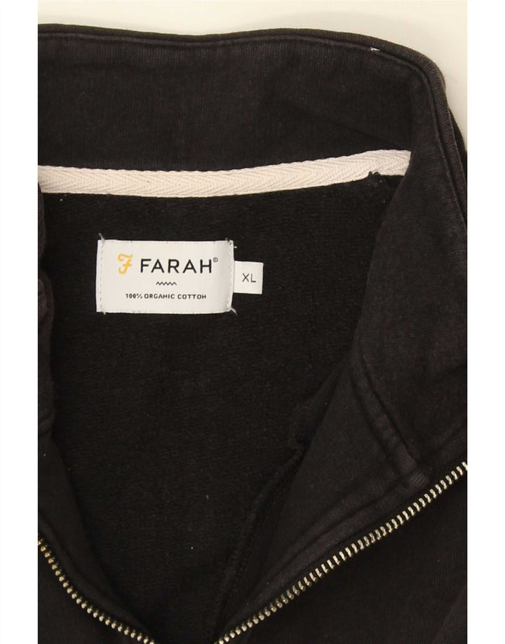 Farah Sweat-shirt à col zippé pour homme XL Noir Coton