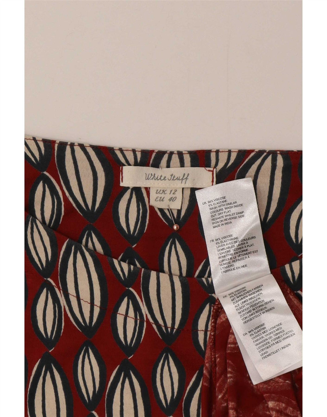 Robe trapèze à manches longues White Stuff pour femme UK 42, rouge moyen géométrique