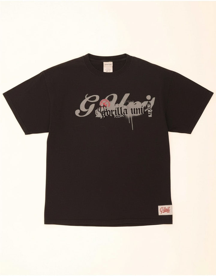 REEBOK Mens Graphic T-Shirt Top Large Black Cotton