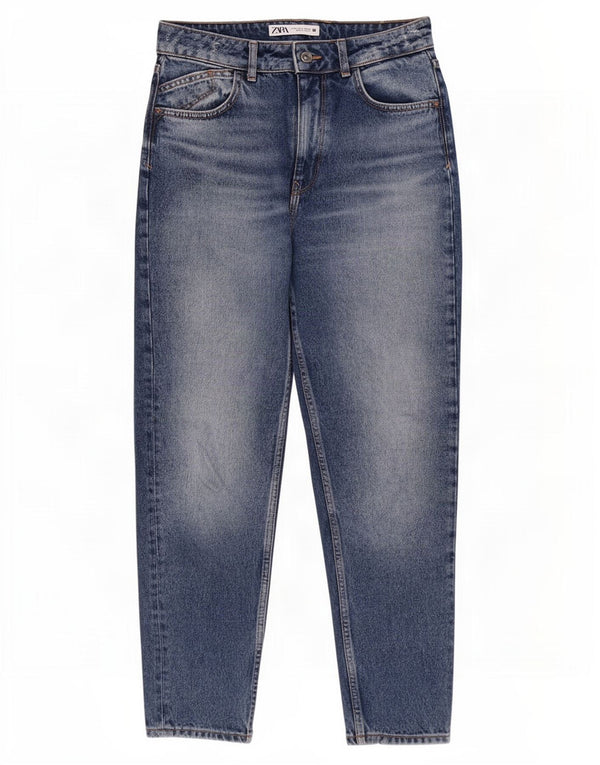 Zara Jean fuselé taille haute pour femme EU 38 Small W28 L28 Bleu Coton