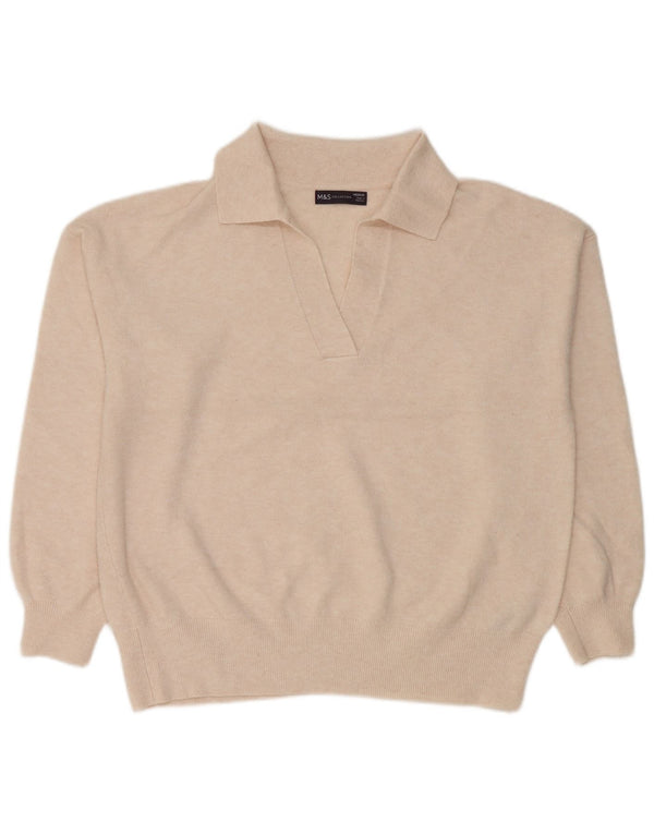 Marks & Spencer Pull à col polo pour femme UK 14 Medium Off White