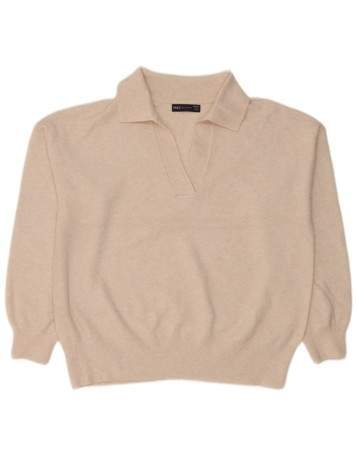 Marks & Spencer Pull à col polo pour femme UK 14 Medium Off White