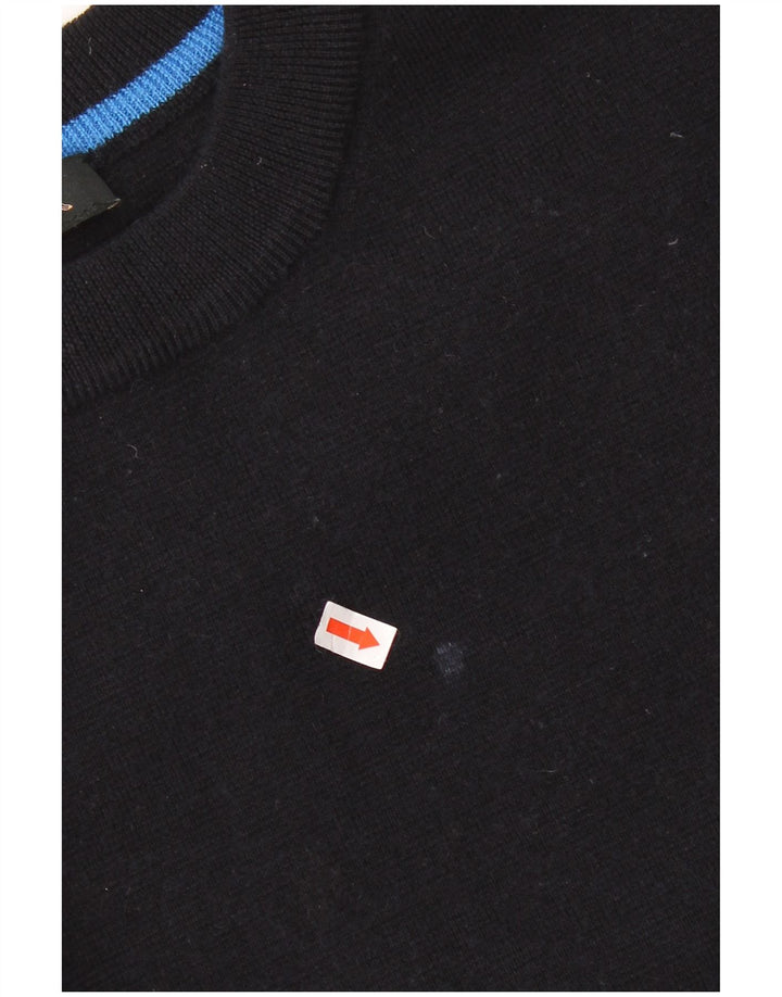 Jaeger Pull court à col rond pour femme UK 16 Large laine noire