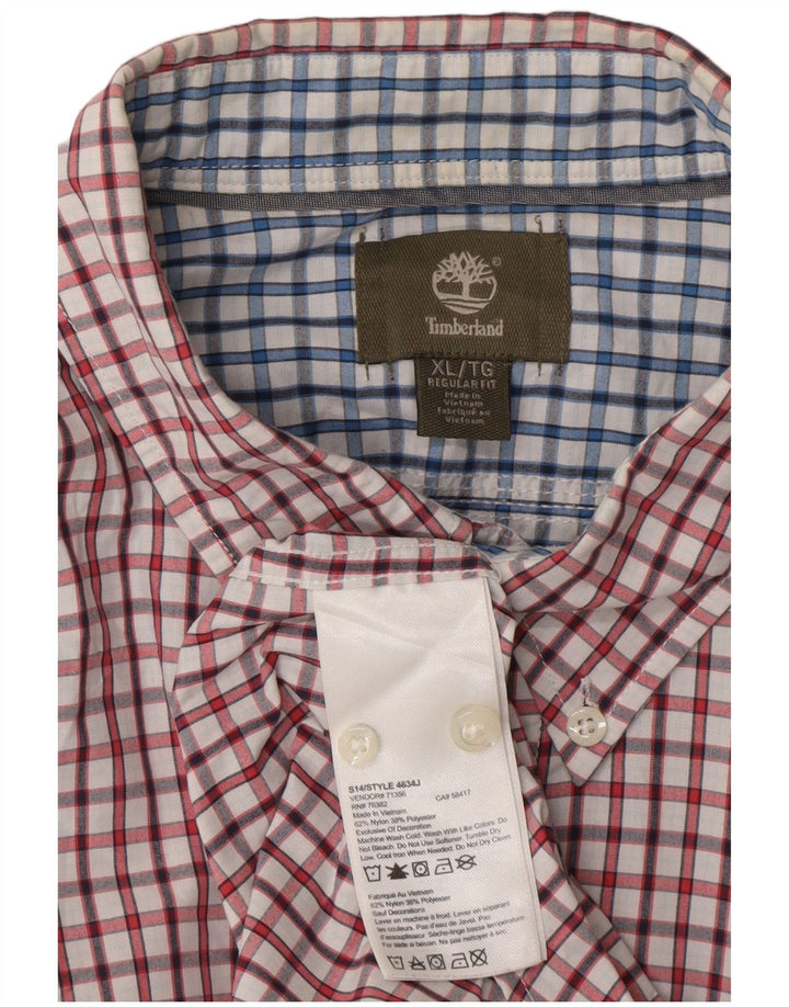 Timberland Chemise à manches courtes pour homme Coupe régulière XL Rouge à carreaux en nylon
