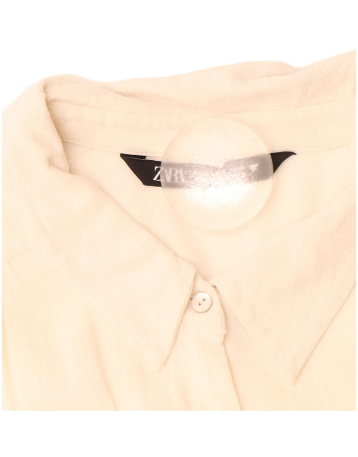 Chemise Femme Zara UK 14 Laine Vierge Blanche Moyenne
