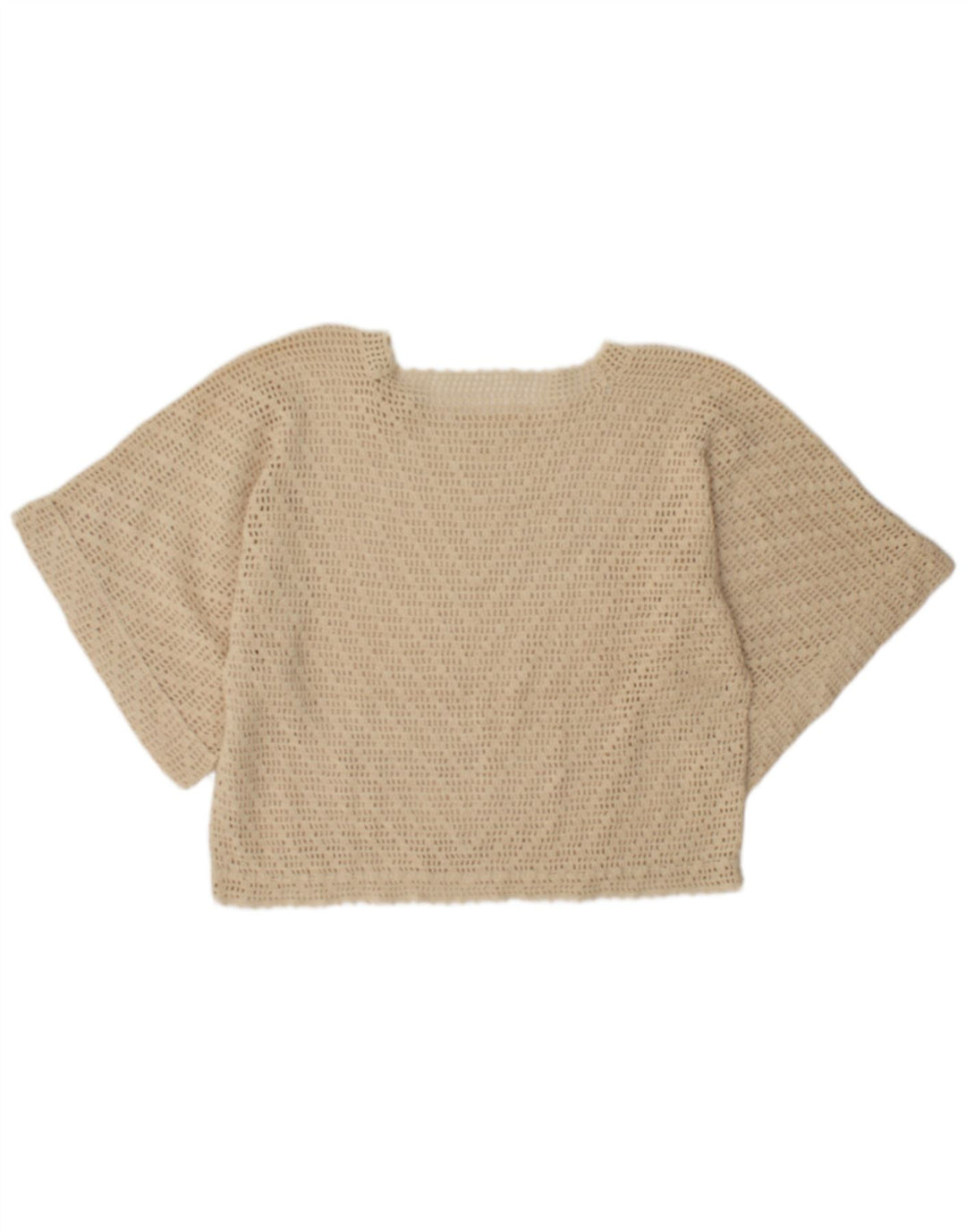 vintage Femmes Batwing Voir à travers Top UK 16 Grand Beige