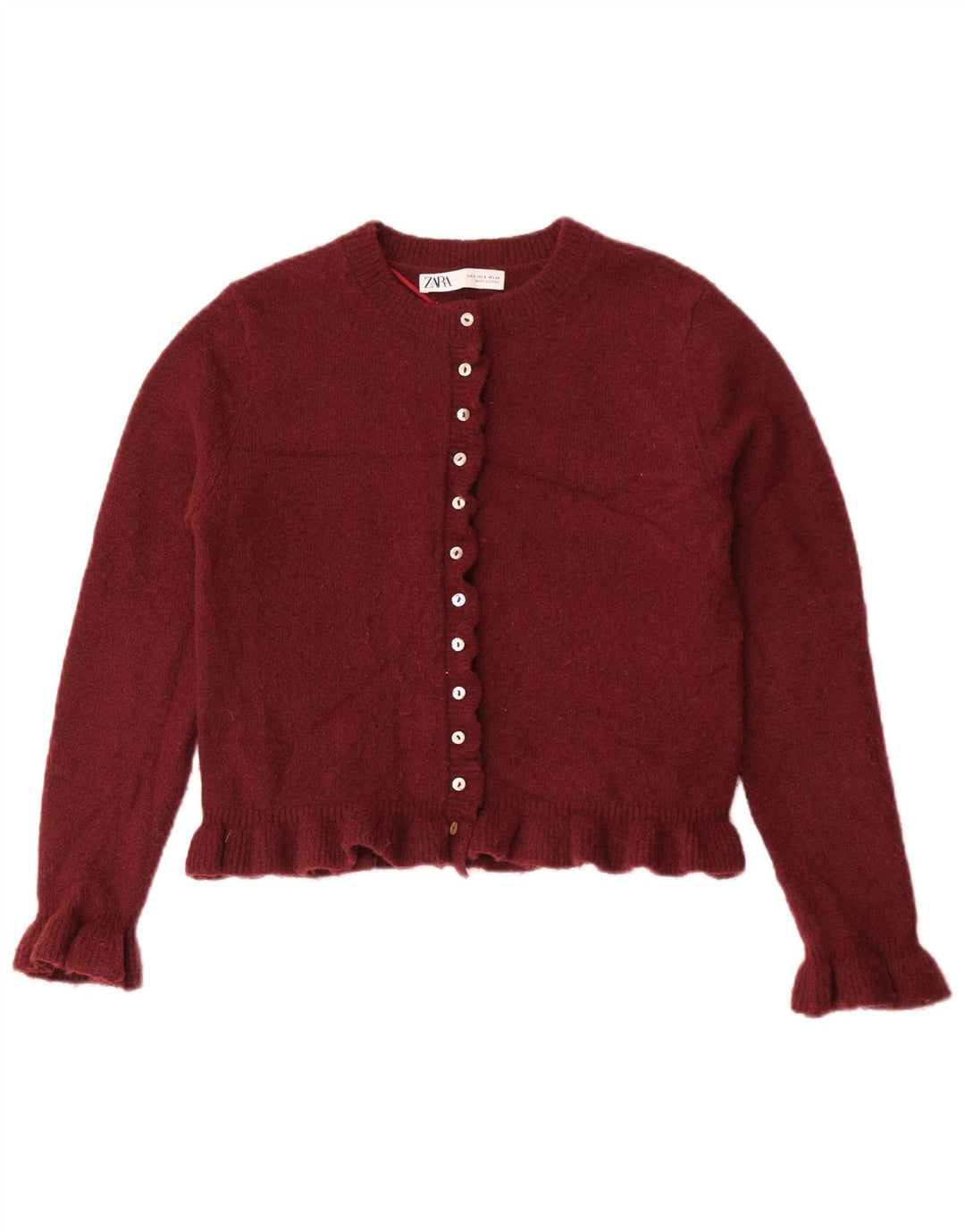 Zara Womens Crop Cardigan Pull UK 10 Petit Marron Polyester