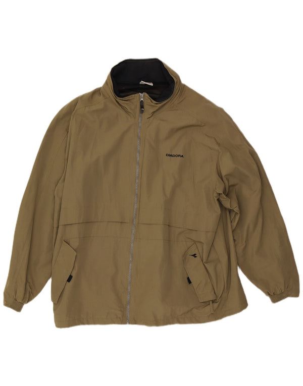 Diadora Veste de pluie à capuche pour homme UK 42 XL Kaki Polyamide