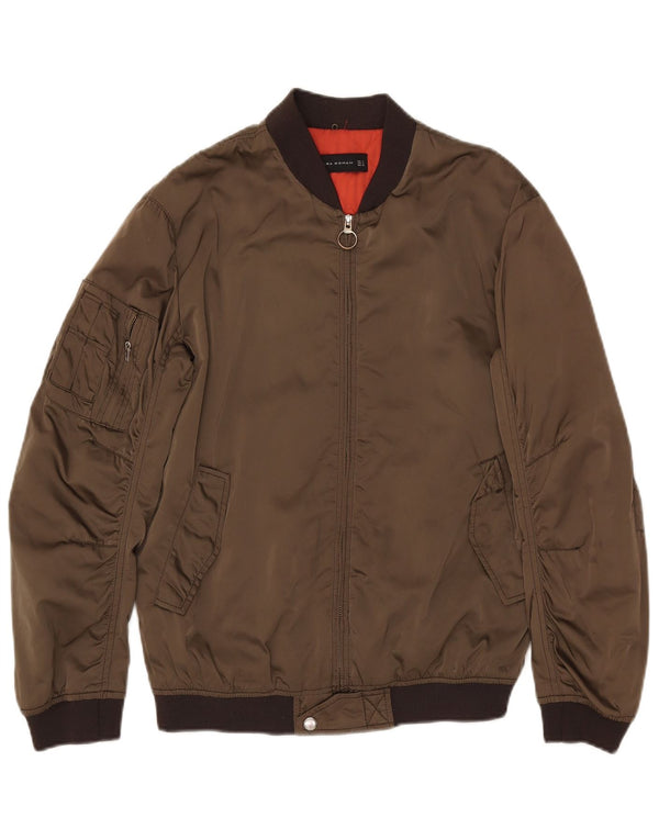 Zara Womens Bomber Jacket UK 10 Petit Kaki Polyester