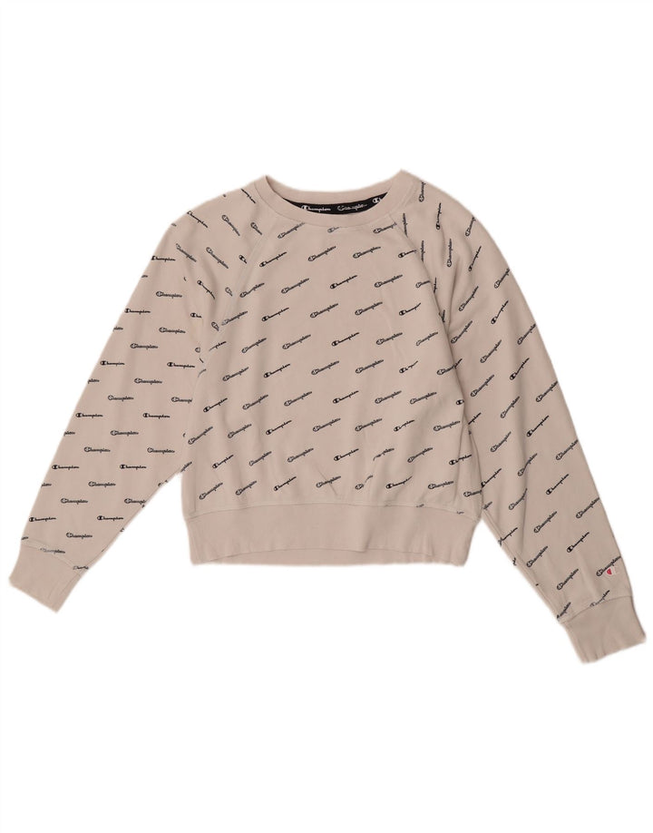 Champion Sweat-shirt court graphique pour femme UK 14 en coton blanc moyen