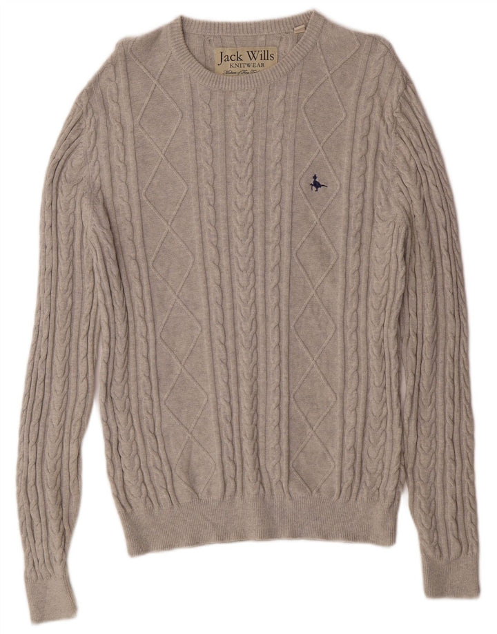 Jack Wills Pull à col rond pour homme Gris moyen Coton classique