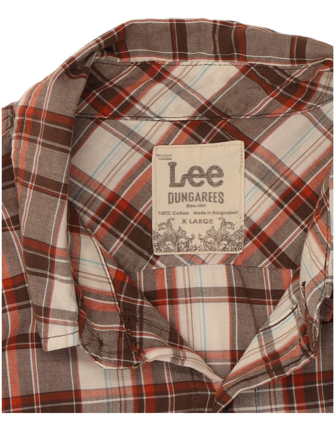 LEE Salopette Homme Chemise à Manches Courtes XL Coton à Carreaux Multicolore