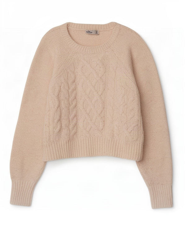 Hollister Pull court surdimensionné à col bateau pour femme UK 6 XS Blanc cassé