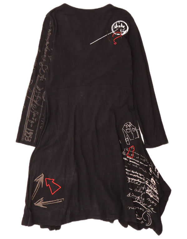 Desigual Robe asymétrique à manches longues pour femme UK 18 XL Noir