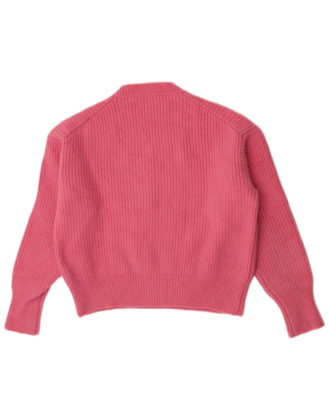 Zara Pull court à col rond pour femme UK 14 en laine rose moyen