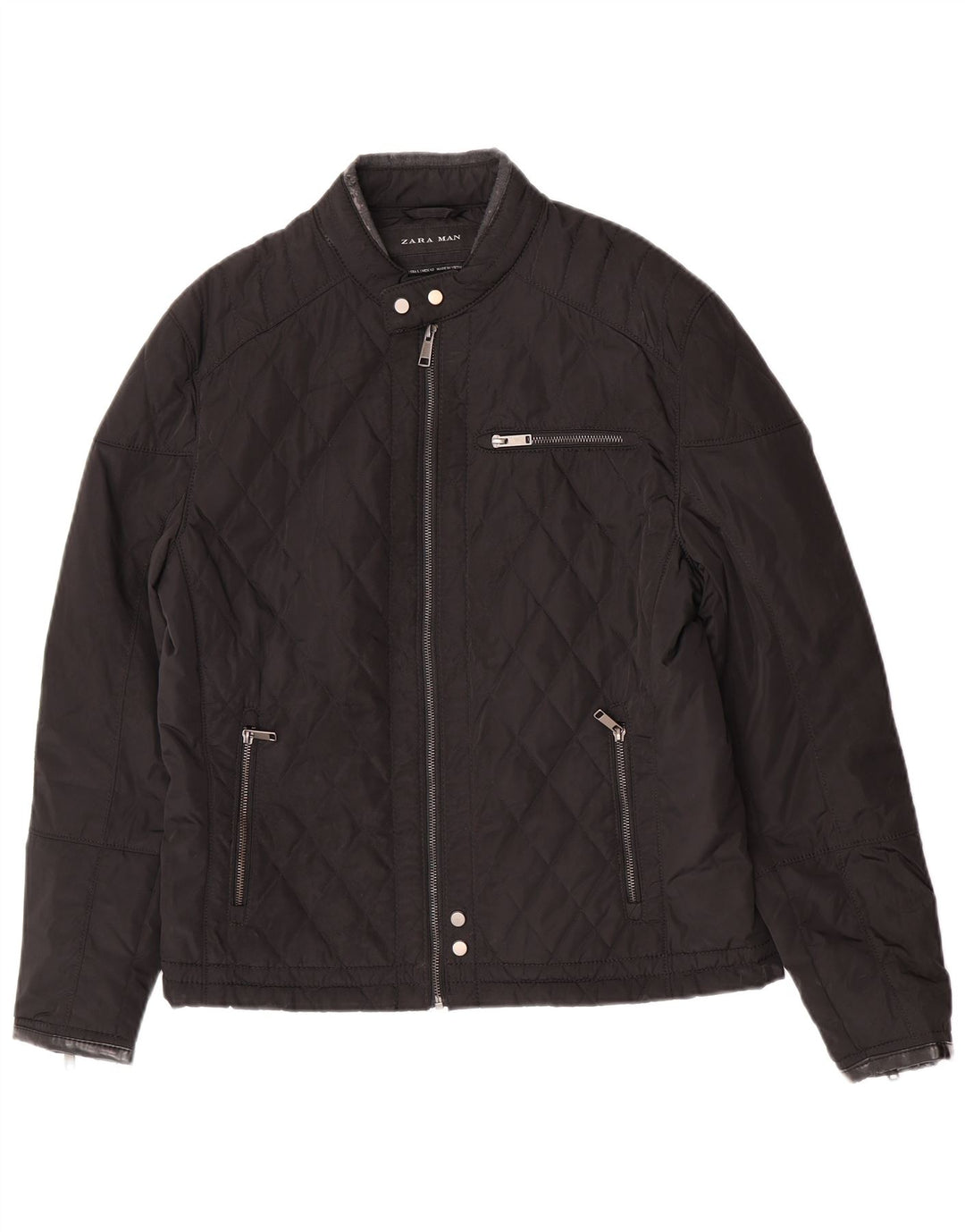 Zara Veste matelassée pour homme UK 40 Large Noir Polyester