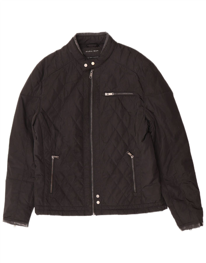 Zara Veste matelassée pour homme UK 40 Large Noir Polyester