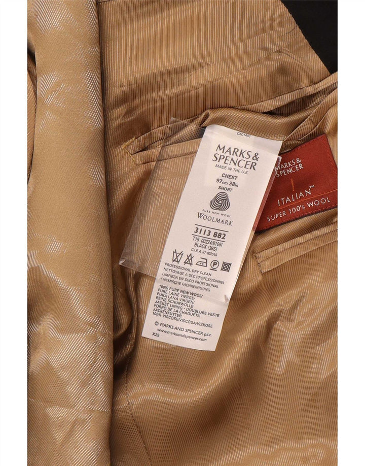 Marks & Spencer Veste blazer à 1 bouton pour homme UK 38 Laine noire moyenne