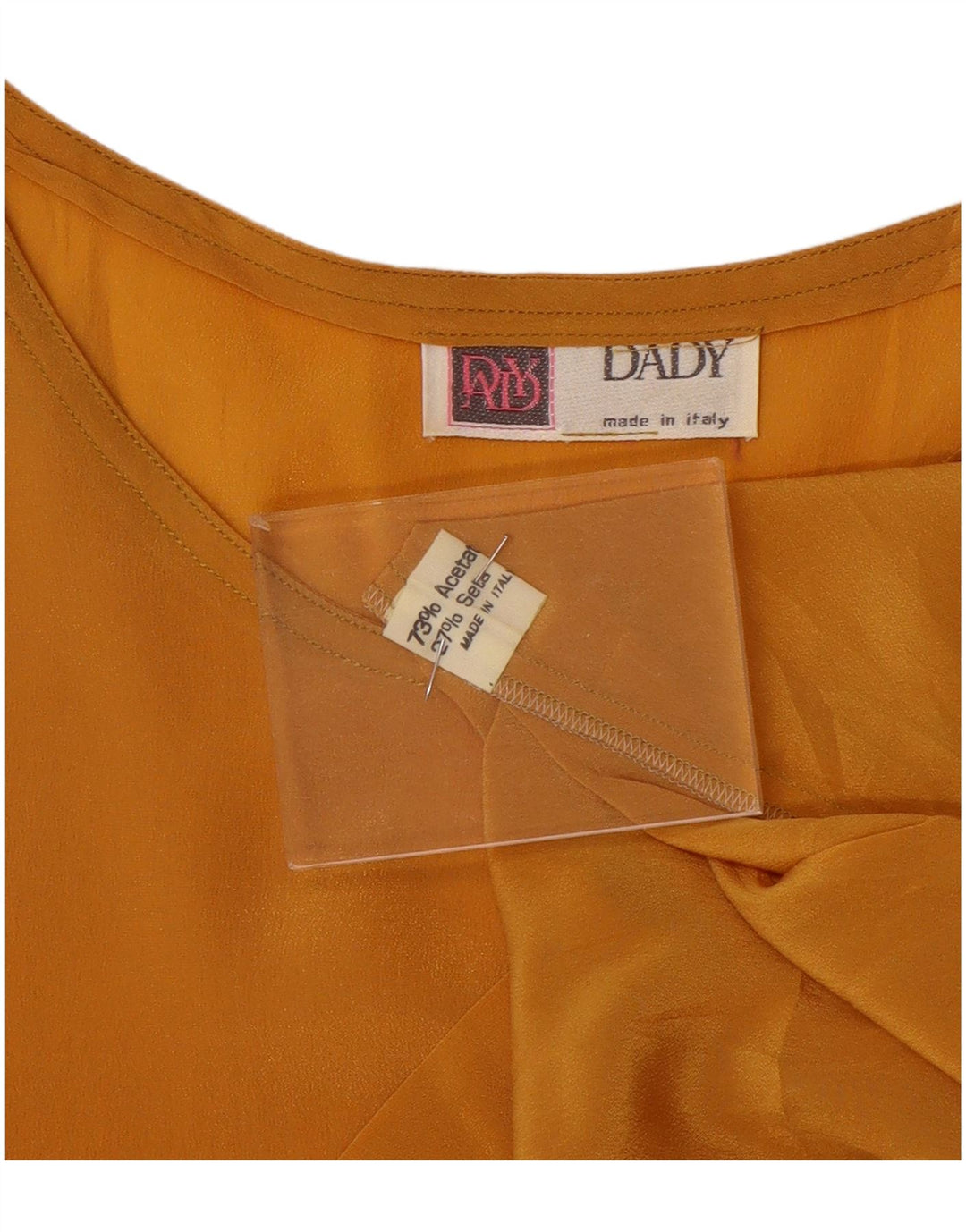 vintage Femme Blouse Sans Manches Top UK 14 Acétate Jaune Moyen