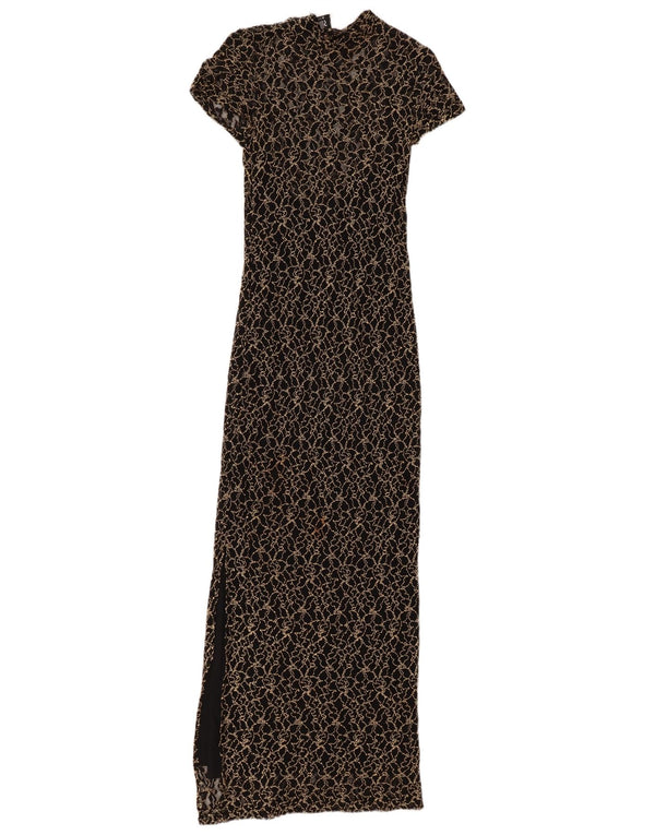 WALLIS Petite robe longue en dentelle pour femme UK 8 Petite viscose florale noire