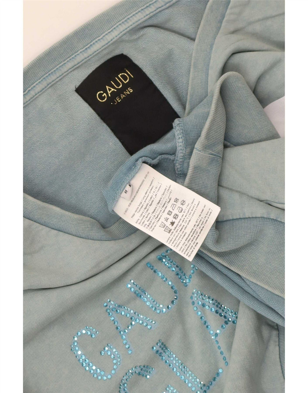 Gaudi Womens Graphic Sweatshirt Jumper UK 14 Bleu Moyen Coton