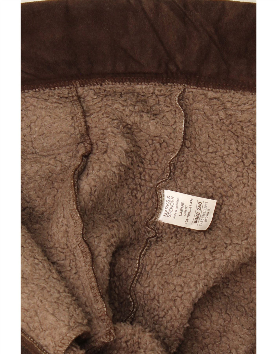 MARKS & SPENCER Veste Sherpa Homme UK 41/43 Large Marron Polyester