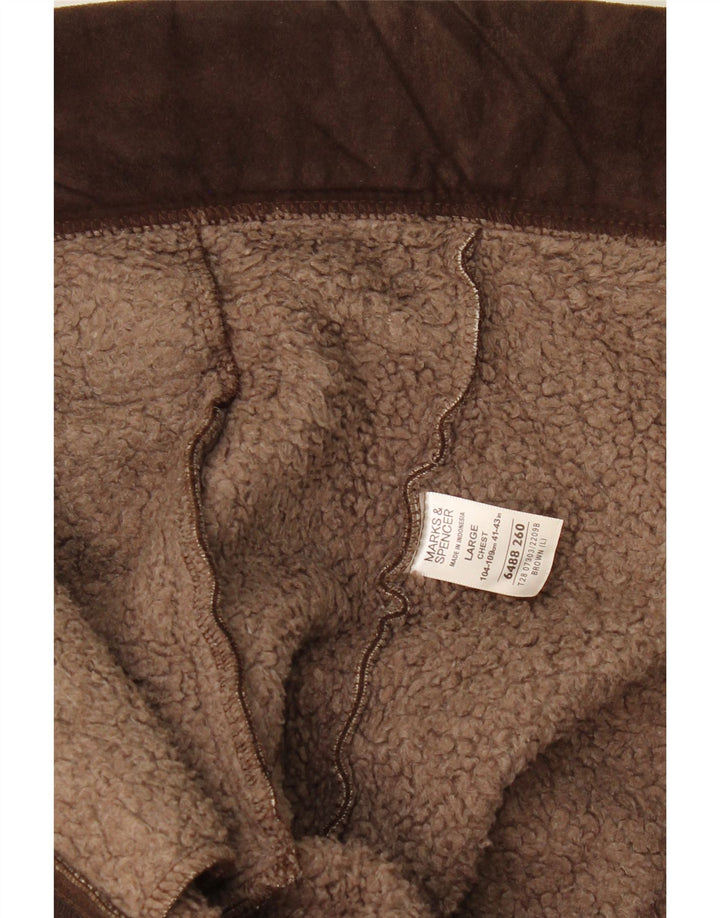 MARKS & SPENCER Veste Sherpa Homme UK 41/43 Large Marron Polyester