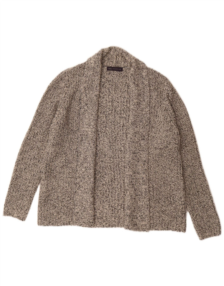 Marks & Spencer Pull Cardigan Ouvert pour Femme UK 16 Grand Gris Moucheté