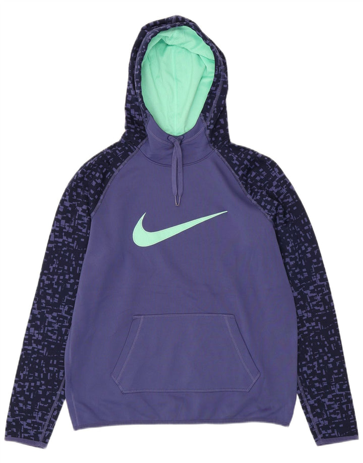 NIKE Pull à capuche graphique Dri Fit pour femme UK 14 Violet moyen géométrique