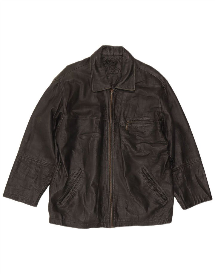 veste en cuir homme vintage IT 50 Grand cuir noir